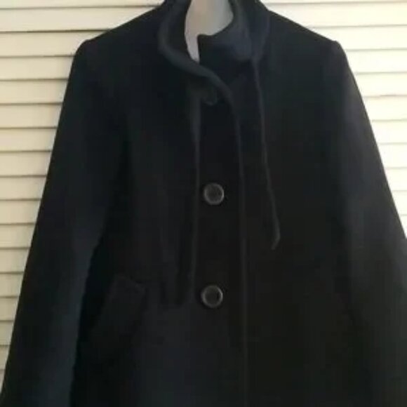 J. Crew Wool-Cashmere Black "Carrie" Flared Coat - Picture 4 of 12